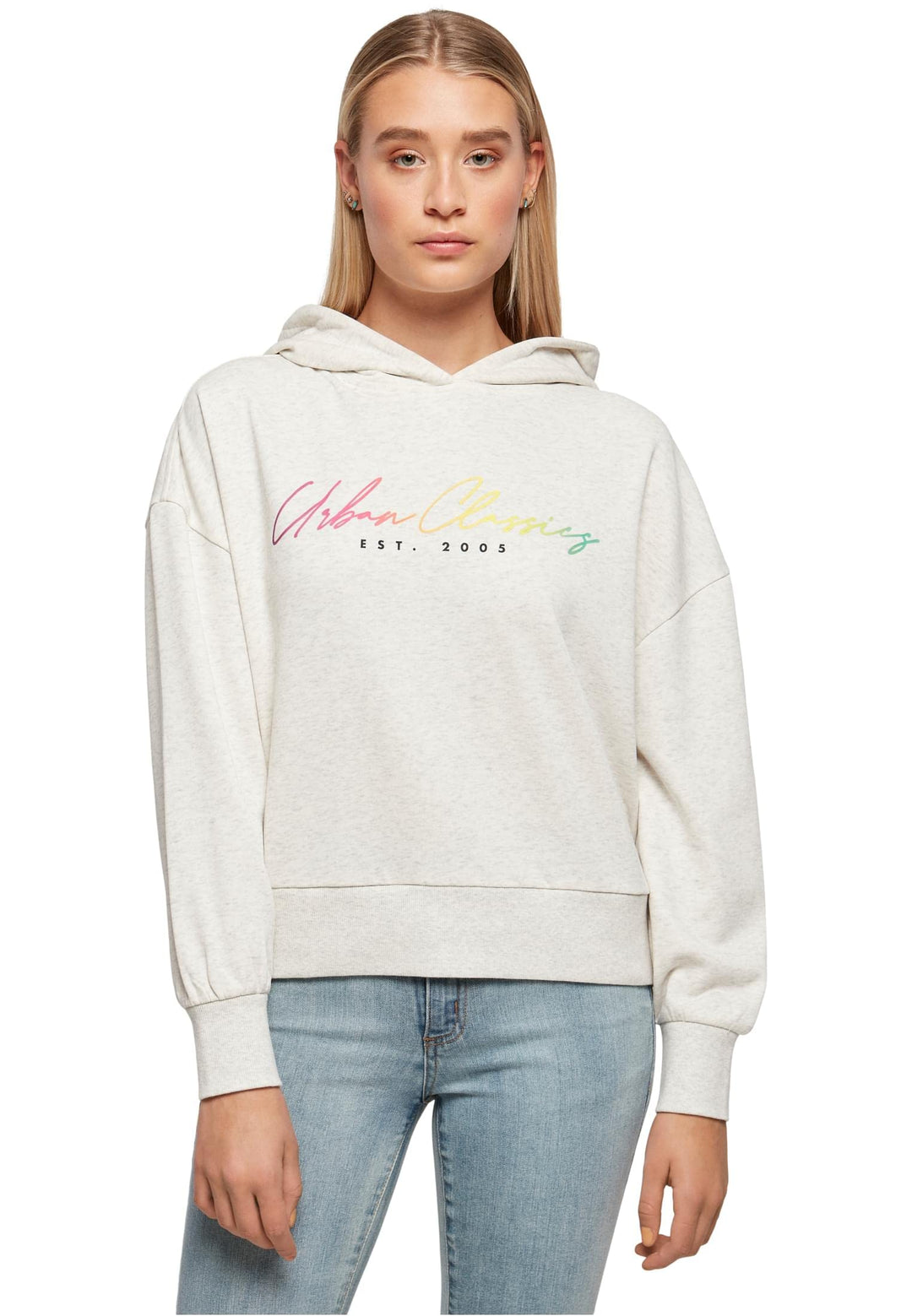 Urban Classics Damen Ladies Oversized Rainbow Hoody XS Lightgrey, XS Lightgrey