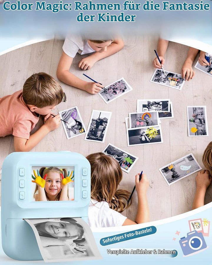 Sofortbildkamera Kinder 48MP, 1080P Video Kinderkamera mit Sofortdruck, 2,4 Zoll IPS Spielzeug Kamer