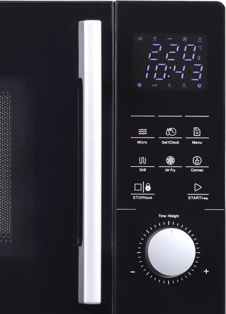 4in1 Mikrowelle Schwarz - Grill, Heissluft-Fritteuse, Konvektion -2200 W, 8 Programme, 60 Min Timer,