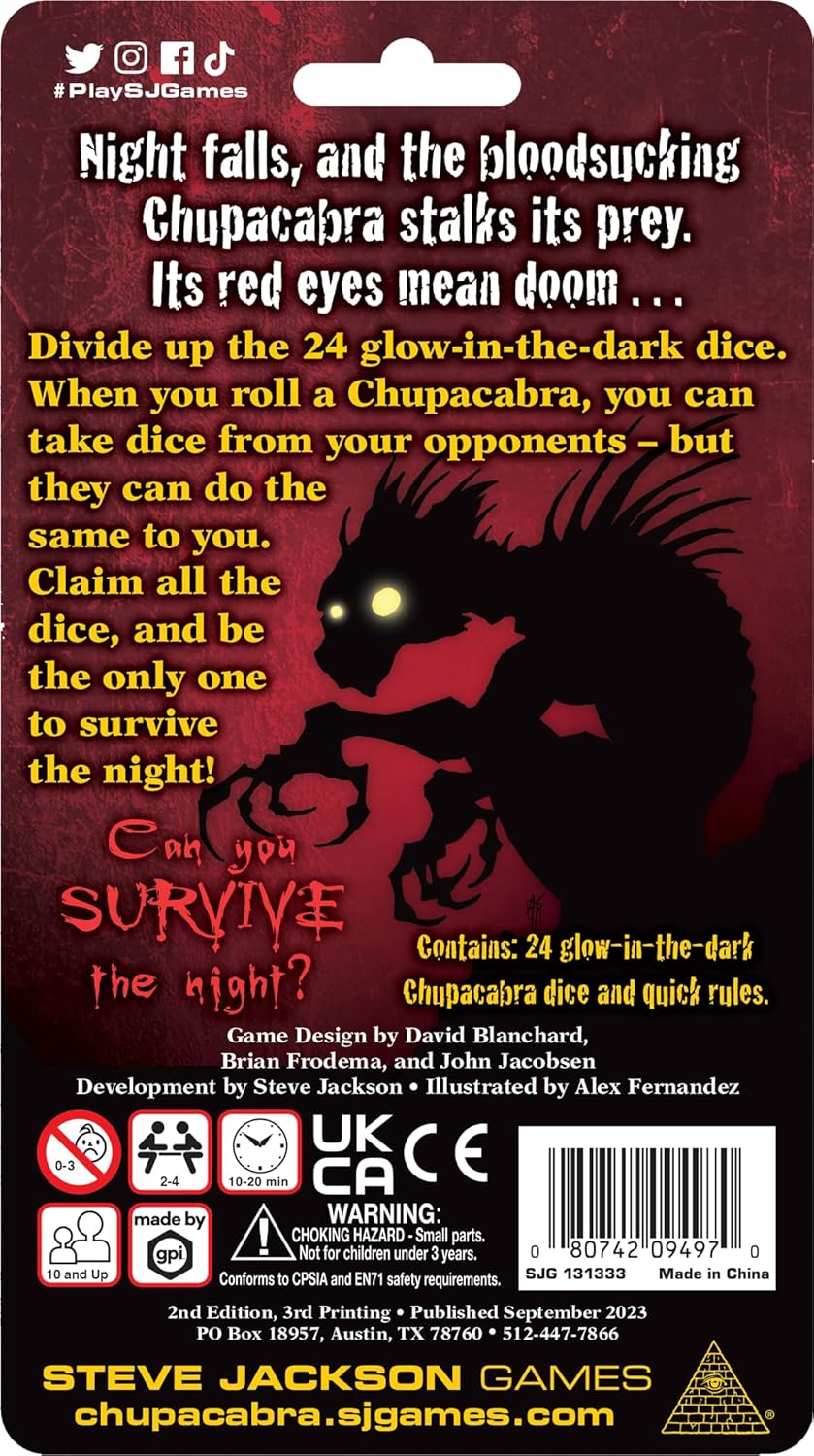 Steve Jackson Games | Chupacabra: Survive The Night | Fast-Paced Dice Game for 2 to 4 Players | Quic