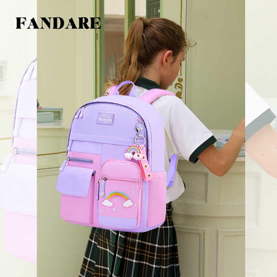 FANDARE Kinderrucksack Schulranzen Schultaschen Mädchen Schulrucksack Kinder Schultasche für 4-9 Kla