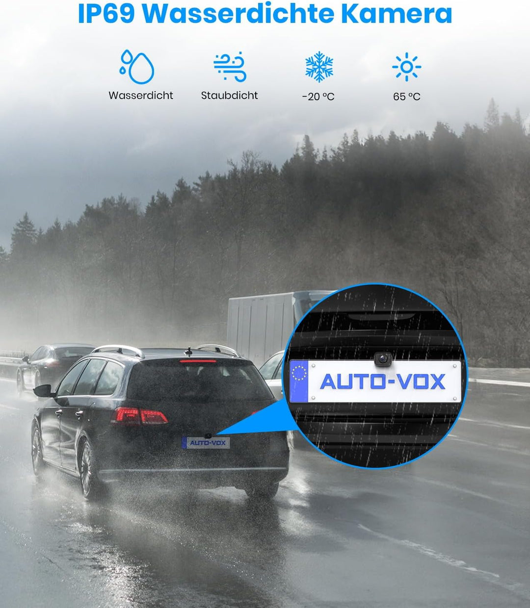 AUTO-VOX Rückfahrkamera kabellos Set: 5 Zoll HD Monitor, 30-Min-Montage, Stabiles Digitales Signal,