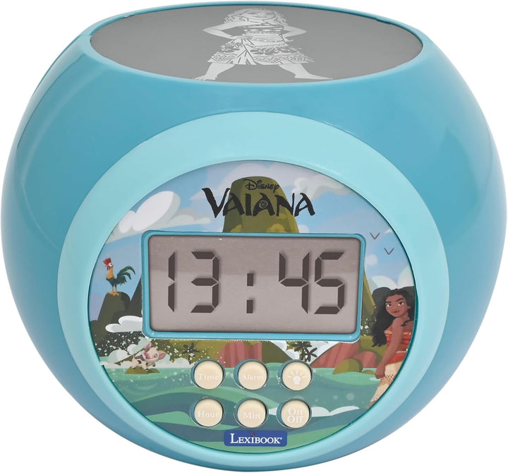 Lexibook, Disney Vaiana, Wecker-Projektor mit Alarmfunktion und Snooze-Schlummerfunktion, Nachtlicht