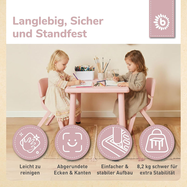 Bieco Kindertisch Gross Dreamy Rose 62x 62x 52 cm | Kinder Tisch | Gartentisch Kunststoff | Gartenmö