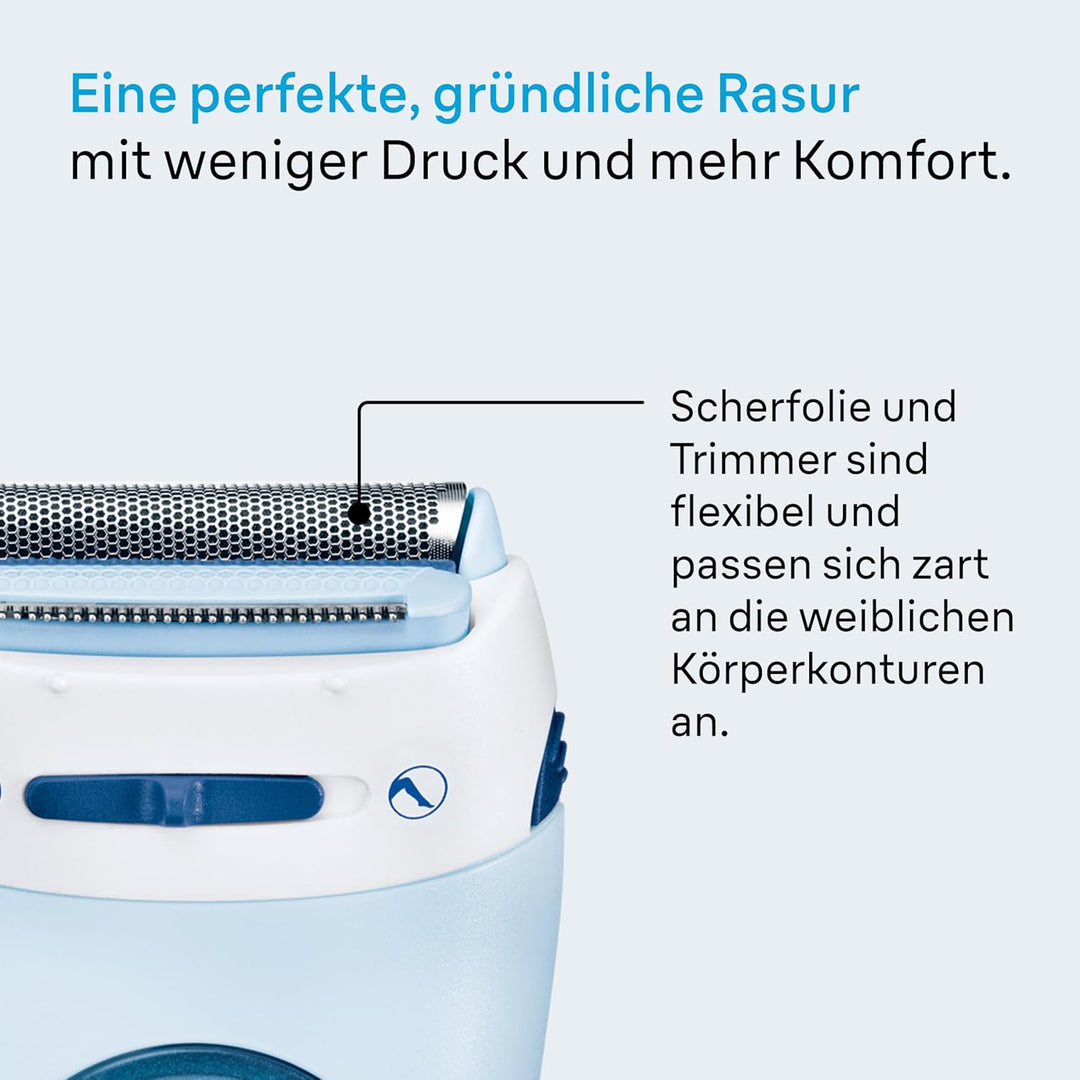Braun Silk-épil Lady Shaver, Damenrasierer elektrisch, 3-in-1 Elektrischer Rasierer, Trimmer- und Pe