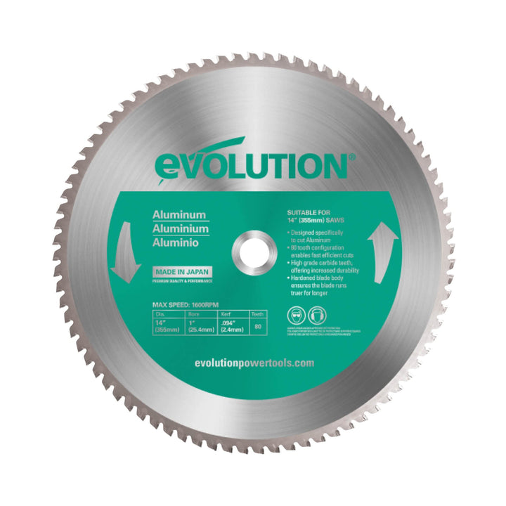 Evolution A355TCT-80CS - 355 mm Sägeblatt zum Schneiden von Aluminium - Metall-Sägeblatt mit 80 Zähn