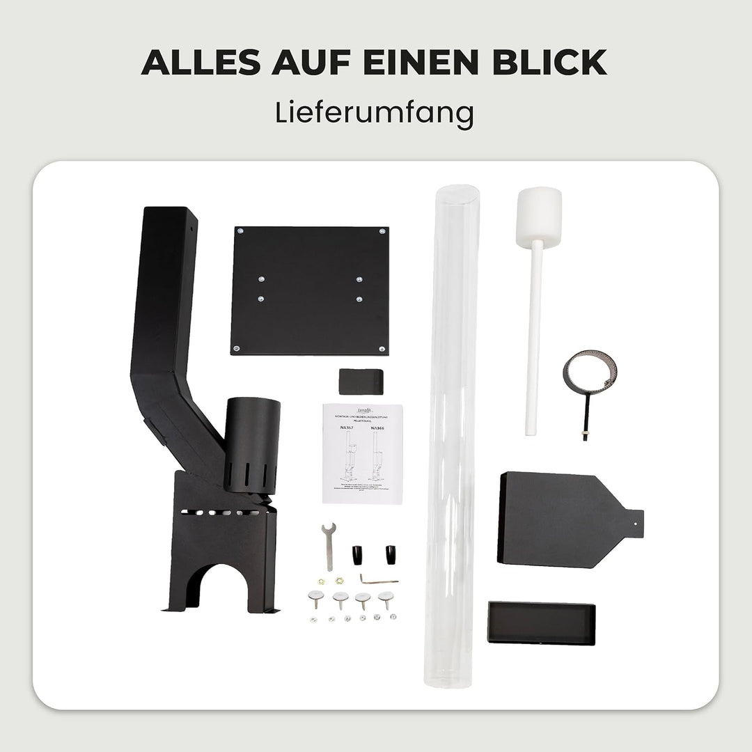 Lemodo Pelletfackel Prime XL, Feuersäule Outdoor mit Glasröhre, für Garten & Terrasse, für Holzpelle