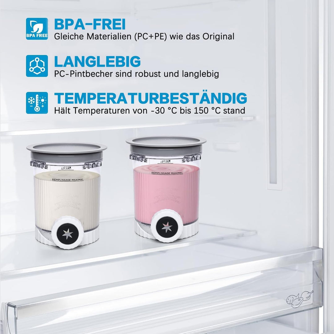 2 Stück Eisbehälter für Speiseeis,Creami Deluxe Behälter für Ninja Creami Eismaschine NC700 und NC70