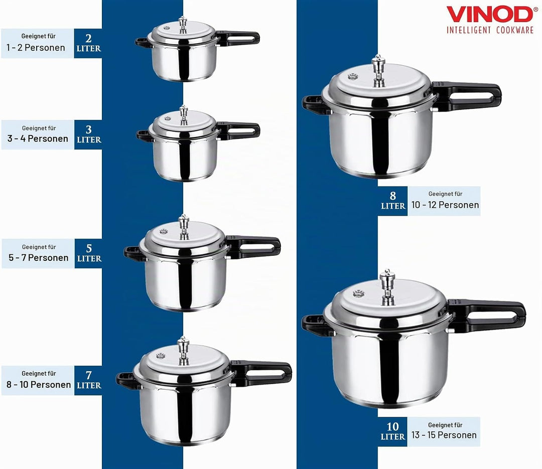 Vinod Pressure Cooker 3 ltr Edelstahl Schnellkochtopf mit Glasdeckel, induktionsgeeignet hochwertige