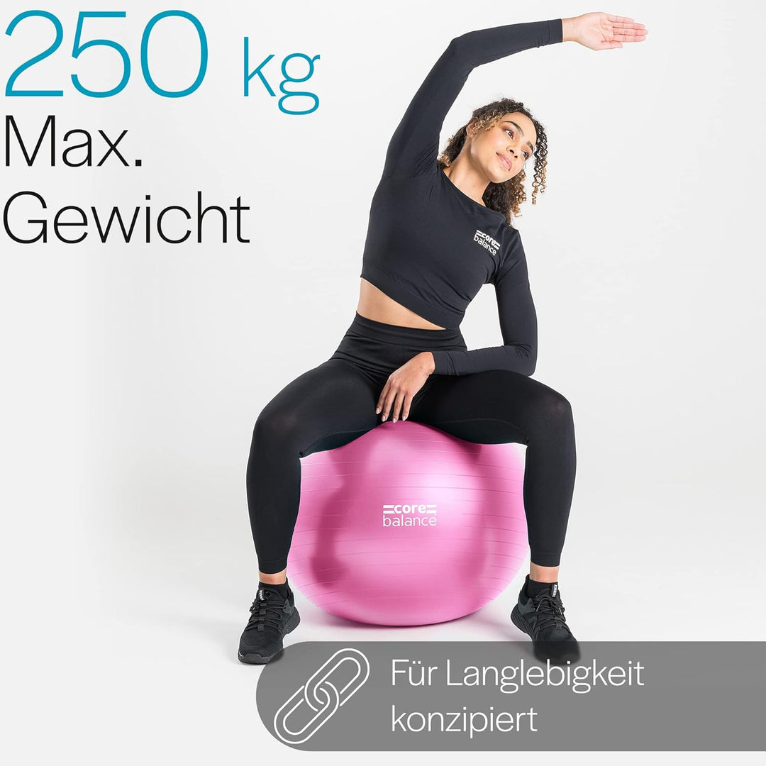Core Balance, berstsicherer Gymnastikball - für Fitness Yoga Schwangerschaft - 55cm 65cm 75cm 85cm -
