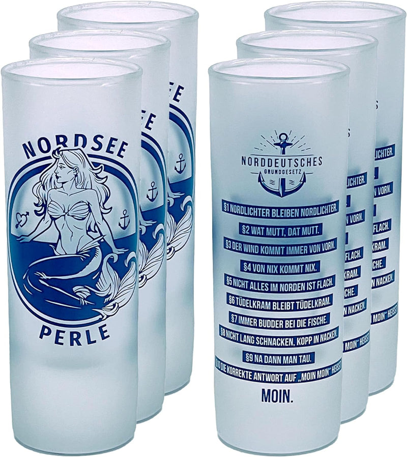 3forCologne Schnapsgläser 6,5cl | 6er Set | Nordsee Perle | Pinnchen, Shotgläser, Tequila, Vodka, Ob