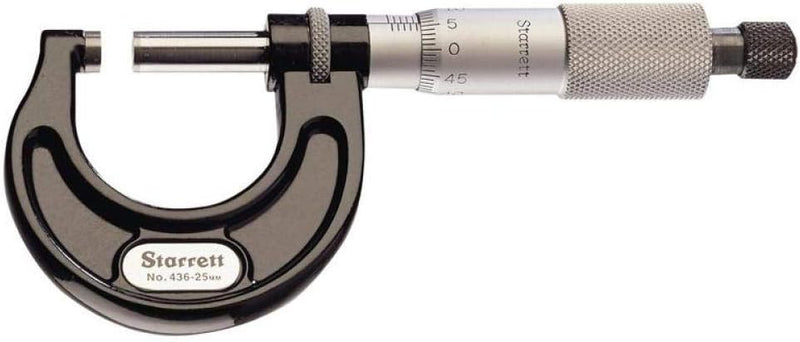 Starrett 436.1MXRL-25 Aussenmikrometer, Ratschenanschlag, Kontermutter, Hartmetallflächen, Bereich 0