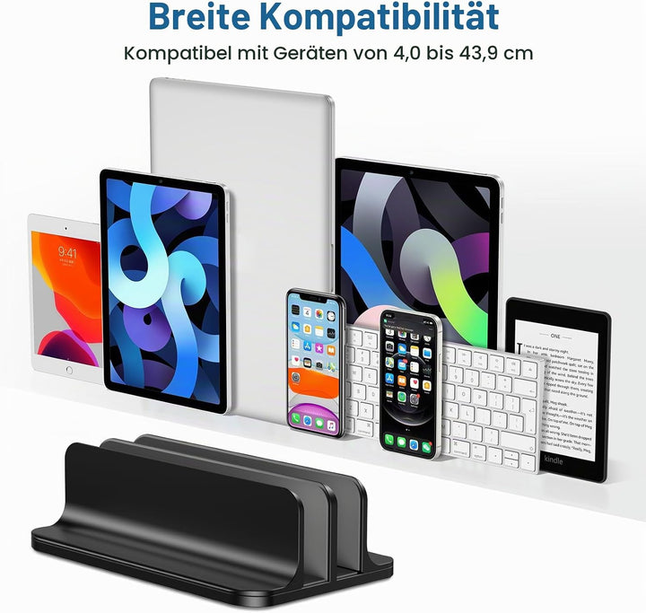 OMOTON [Aktualisierte Version Vertikaler Doppelständer für Laptops, Dualer Desktop-Laptop-Ständerhal