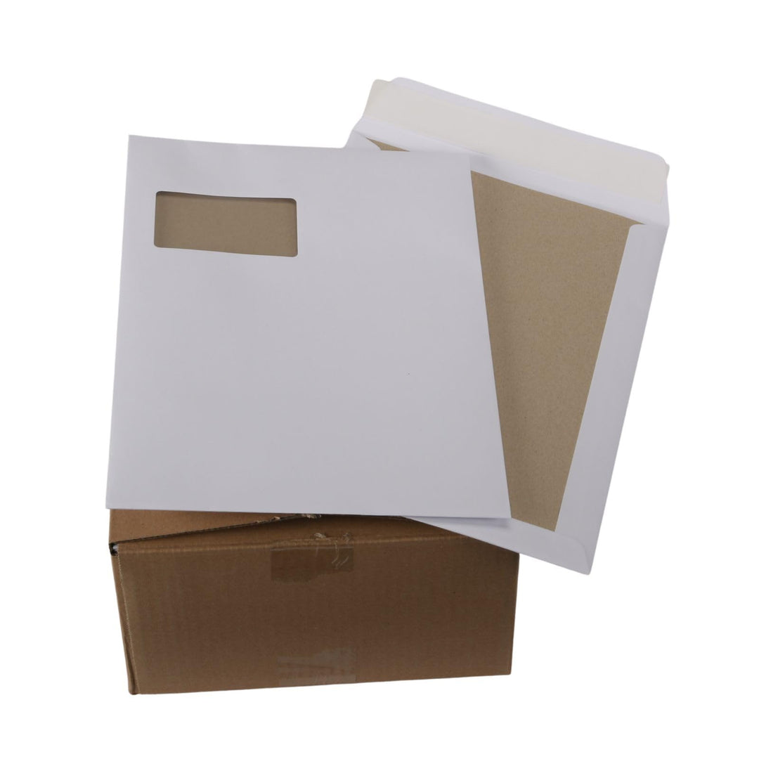 100 St. C4 Papprückwand Versandtaschen weiss mit Fenster 120 gr. Kuvert Haftklebend Briefumschläge H