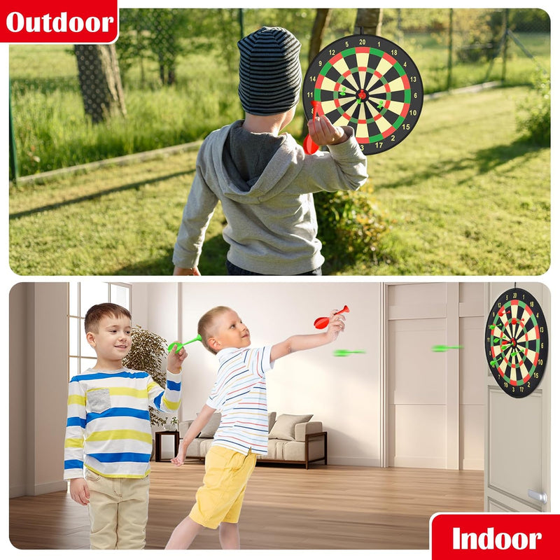 Doloowee 29 Zoll Dartscheibe Kinder 74cm, Kinder Spielzeug Doppelseitige Dartscheibe mit 20 klettbal