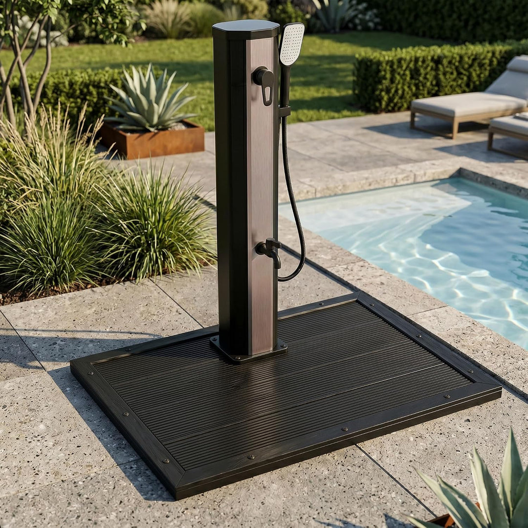 FRANKYSTAR Solar-Gartendusche aus PVC, komplett mit Fuss. Solardusche für den Aussenbereich, erhältl