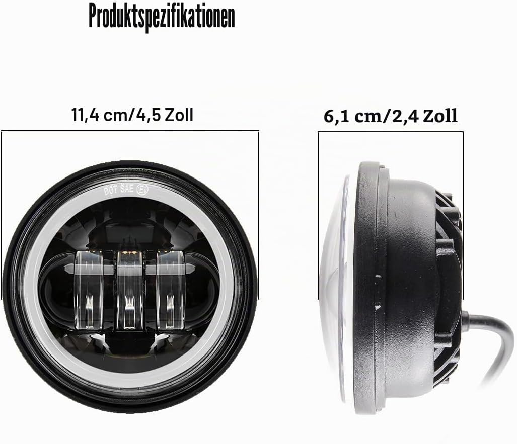 SKUNTUGUANG 1 Paar 4,5-Zoll-LED-Nebelscheinwerfer mit Angel Eyes für (Schwarz)