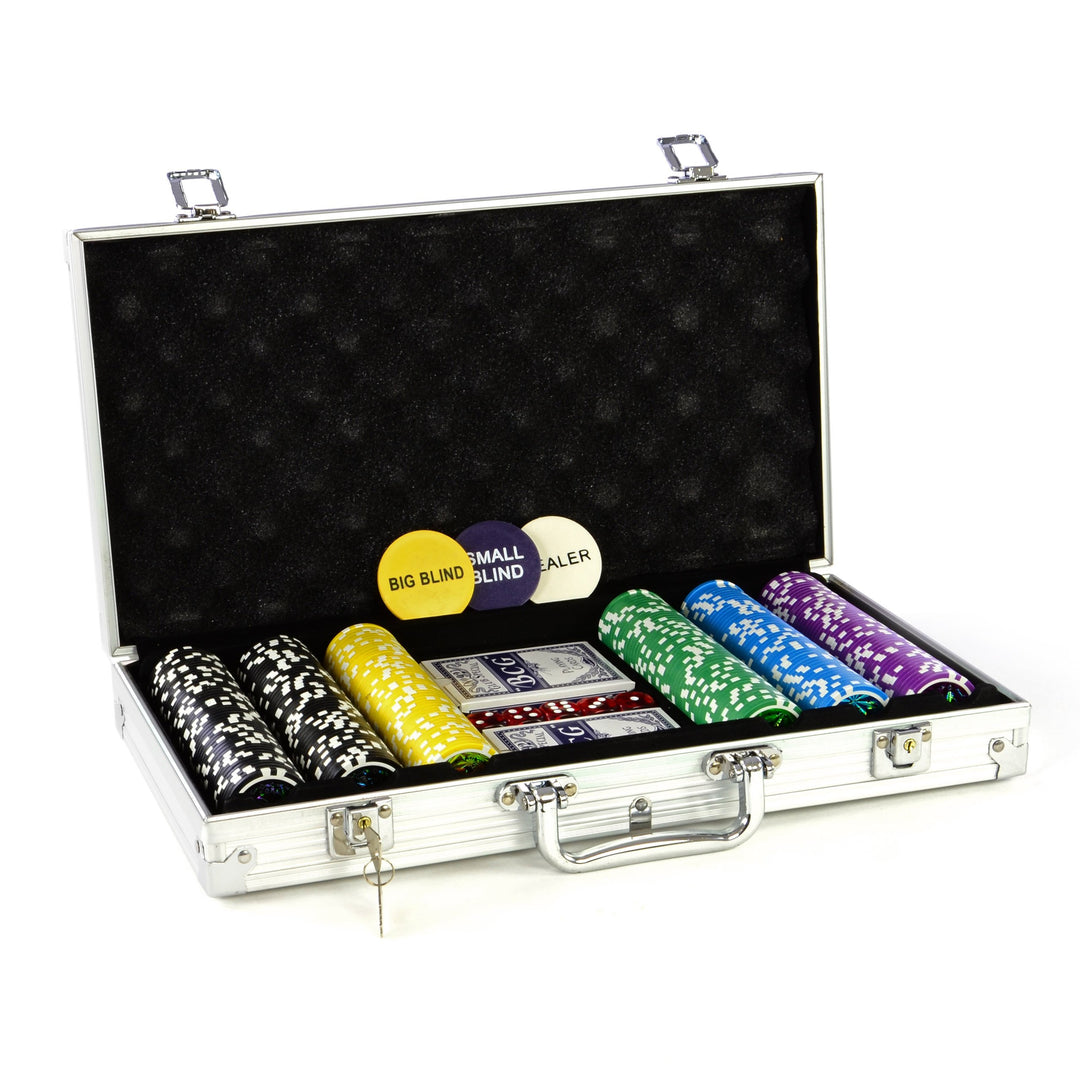 Nexos Pokerkoffer Pokerset 500 300 Laser Pokerchips Poker Komplett Set 12 g Chips Deluxe Grösse wähl