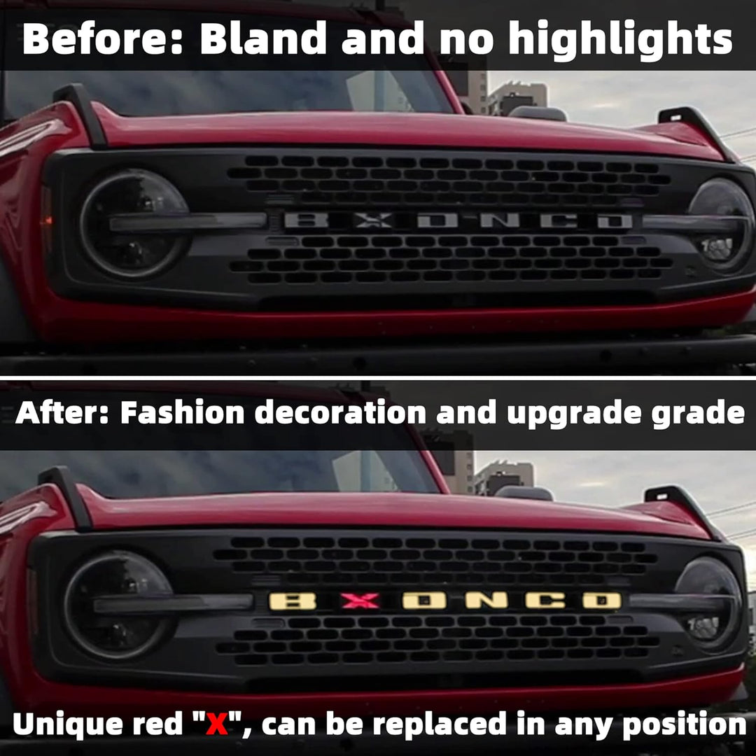 Emblem Logo Bronco LED-Licht für Ford Bronco 2021 2022 2023 2/4 Tür Kühlergrill Emblem Gelb (Nur SUV