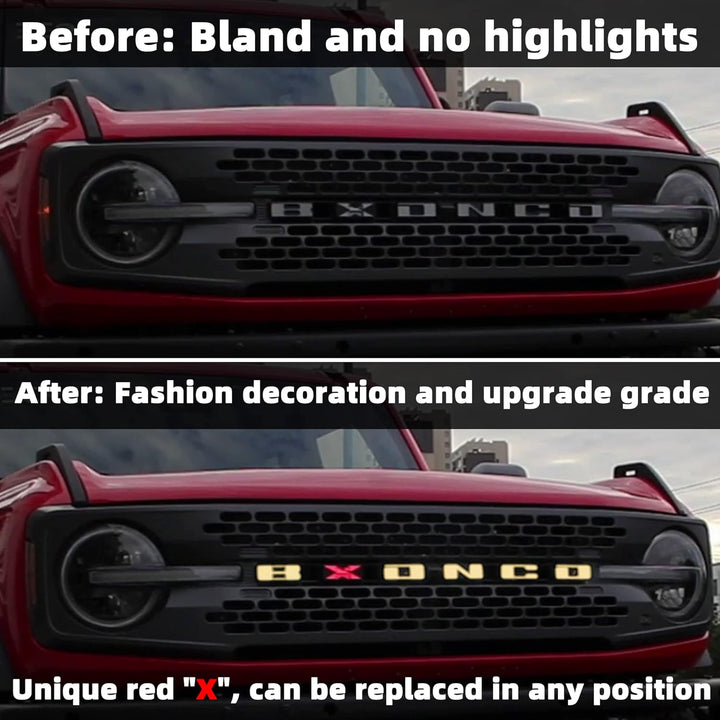 Emblem Logo Bronco LED-Licht für Ford Bronco 2021 2022 2023 2/4 Tür Kühlergrill Emblem Gelb (Nur SUV