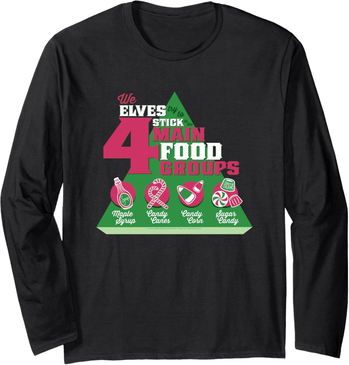 Elf Elf 4 Main Food Groups Weihnachten Langarmshirt