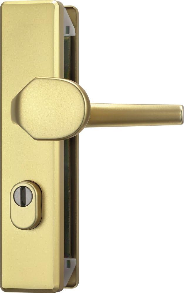 ABUS Tür-Schutzbeschlag KLZS714 F3 mit Zylinderschutz eckig, 08426 Wechselgarnitur F3 Messing, Wechs