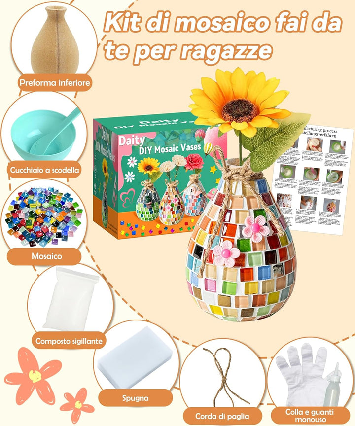 Daity Mosaik bastelset Kinder 7 8 6 10 9 11 Jahre Geschenk Mädchen 6-12 Jahre Mosaik Bastelset Erwac