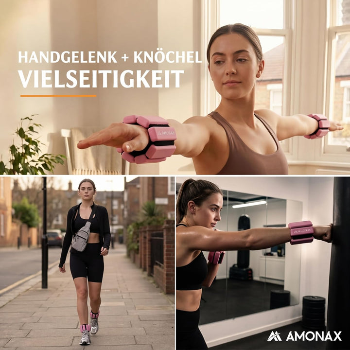 Amonax Gewichtsmanschetten Ankle Weights Set, Fitness Gewichte Für Beine Und Arme, 2x0,5kg Gewichte