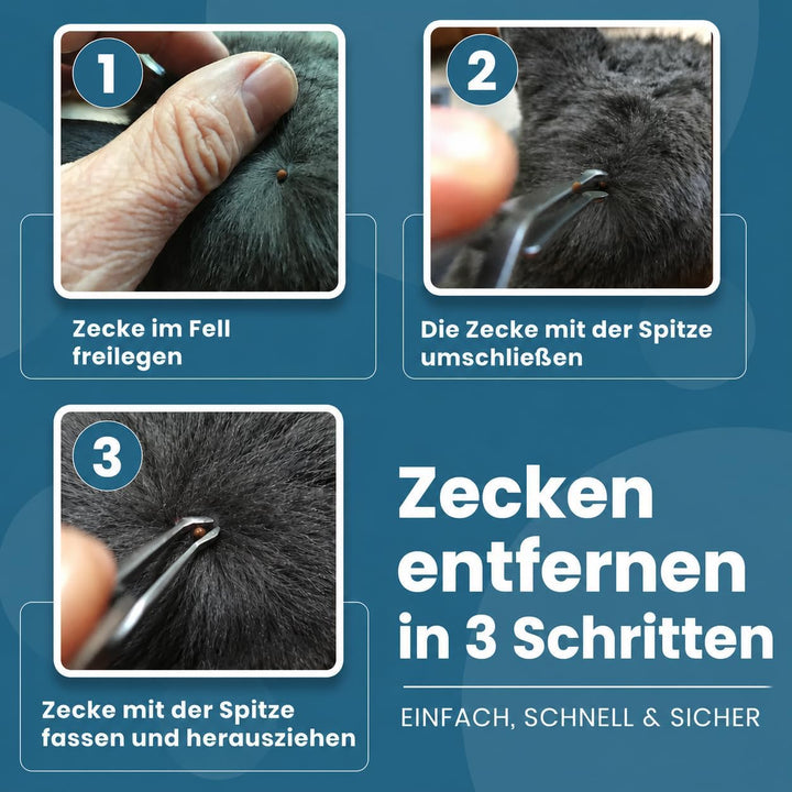 REMOS Zeckenzange/Zeckenpinzette aus rostfreiem Edelstahl löffelförmig mit Kreuzgriff für Tiere