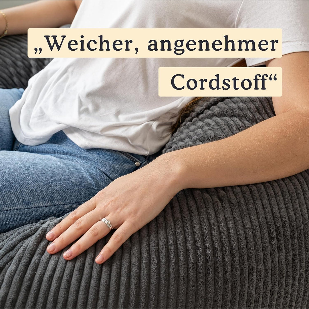 bananair - Sitzsack Cord für Kinder, Weich & Bequem, Maschinenwaschbarer Bezug, Gaming Sitzsack mit