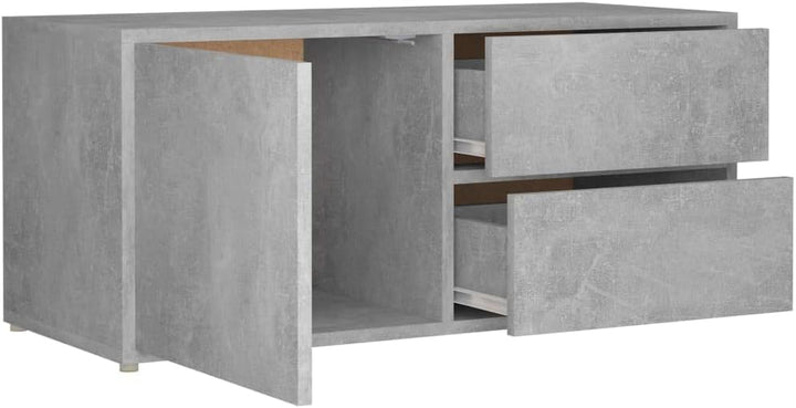 homiuse TV Board Betongrau 80x34x36 cm Holzwerkstoff Fernsehschrank Fernsehtisch TV Lowboard TV Komm