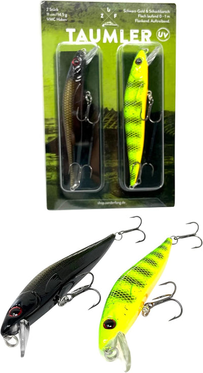 Zanderfang Zander Wobbler Set – Kunstköder TAUMLER flachlaufend – Angelköder 11cm in 14,5g – Zanderw