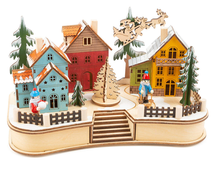 small foot Lampe Weihnachtsdorf aus Holz, Winterlandschaft mit Beleuchtung, Weihnachtsdeko, 11391