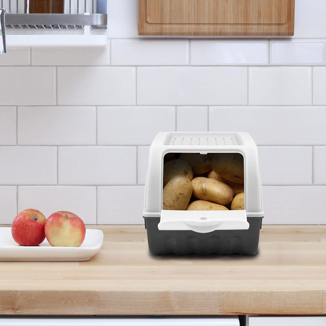 ARTECSIS Kartoffel Aufbewahrungsbox weiss 2er Set I Gemüsebox Kartoffelbox mit Deckel für ca. 4 kg K