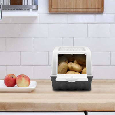 ARTECSIS Kartoffel Aufbewahrungsbox weiss 2er Set I Gemüsebox Kartoffelbox mit Deckel für ca. 4 kg K