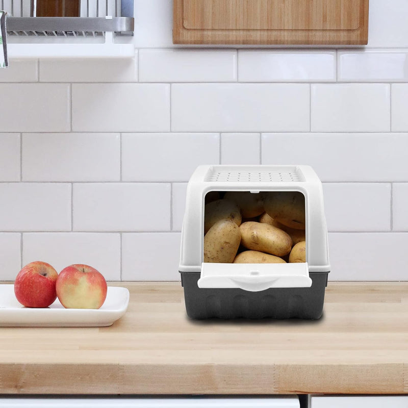 ARTECSIS Kartoffel Aufbewahrungsbox weiss 2er Set I Gemüsebox Kartoffelbox mit Deckel für ca. 4 kg K