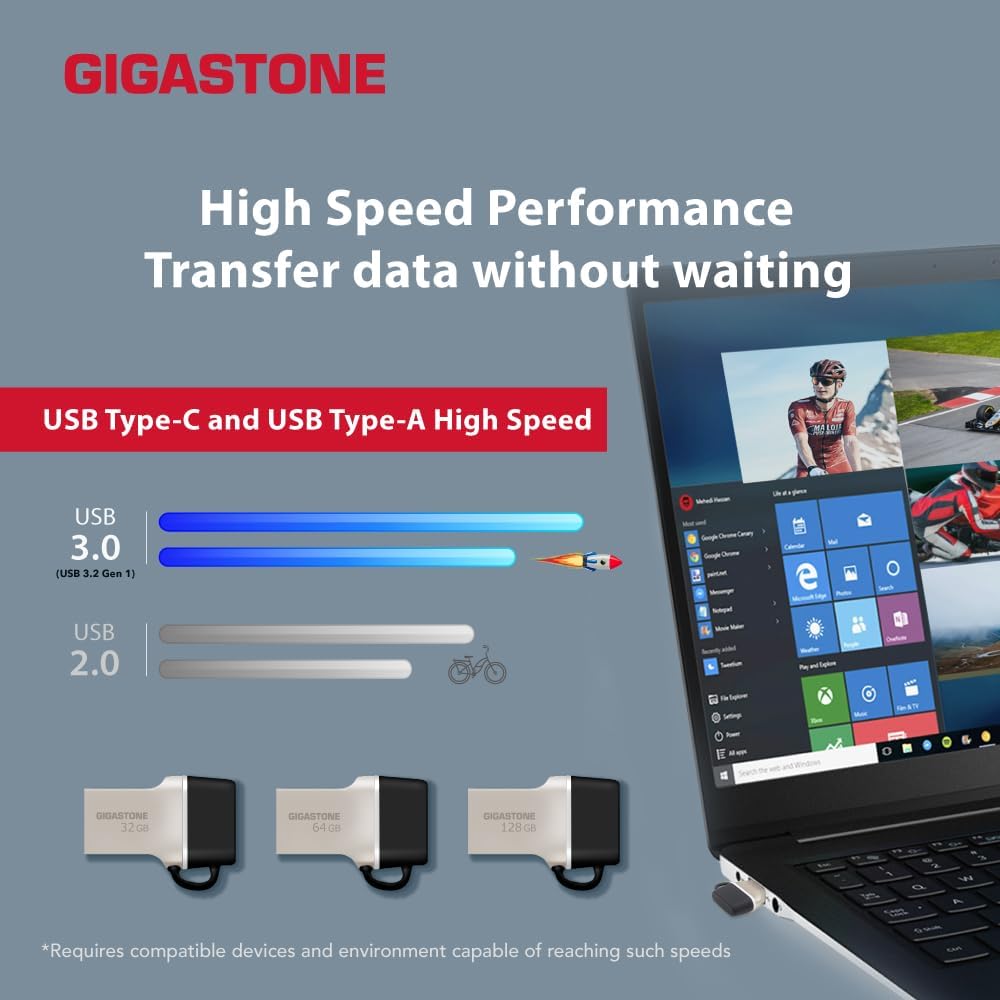 GIGASTONE 128GB Nano Luxus Dual-Laufwerk (2 Stück) Z50 USB 3.2 Gen 1, 2-in-1 Type-A &amp; Type-C, 100MB/