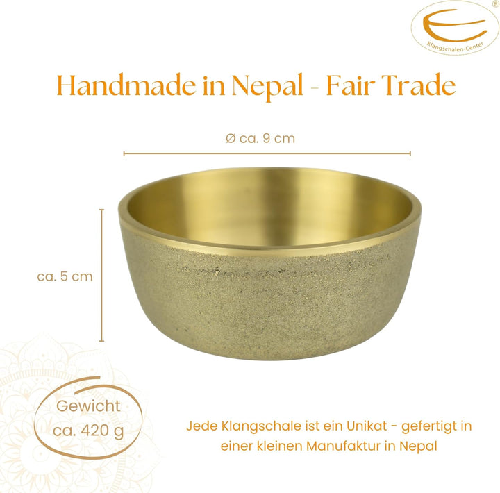 Edle Japan Klangschale, inklusive Filzpad 'Tsuchi' und Holz-/ Lederklöppel -5805-B- cafebraun, cafeb