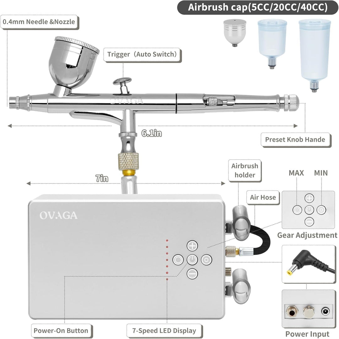 55 PSI Ultra-Leise Airbrush-Set, Dual-Action-Multifunktions-Airbrush-Set mit Kompressor zum Malen, t