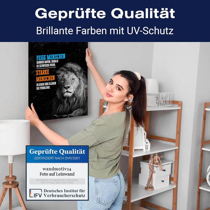 wandmotiv24 Leinwandbild Motivation, 80x60cm, Hochformat, Starke Menschen, Deko, Bilder auf Leinwand
