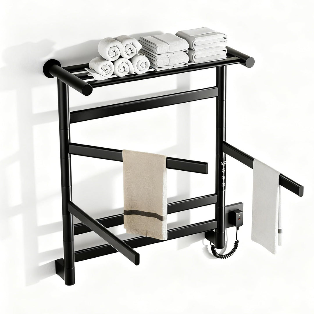 Badheizkörper, Handtuchheizkörper Elektrisch, 66*55cm, Mit Ablage, Drehbarer Innenschlauch, Handtuch