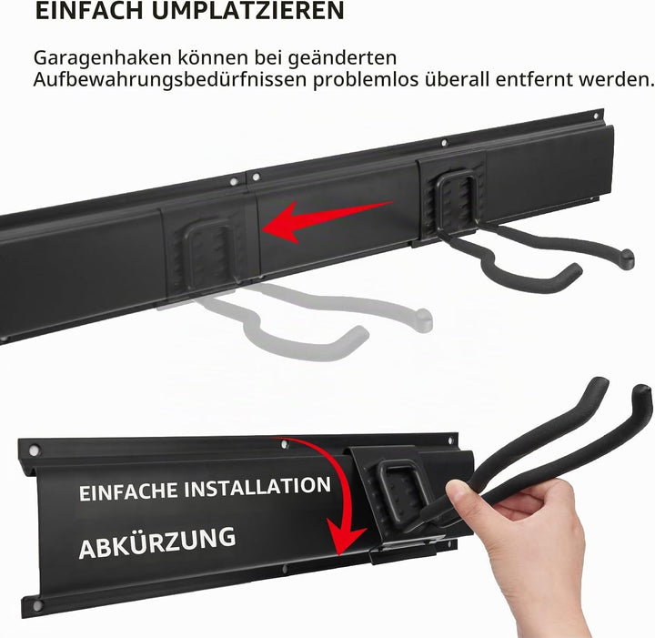 Sinoer Garage Tool Management Wandregal, Garage Wall Management Aufbewahrungsregal mit Haken mit 9 v