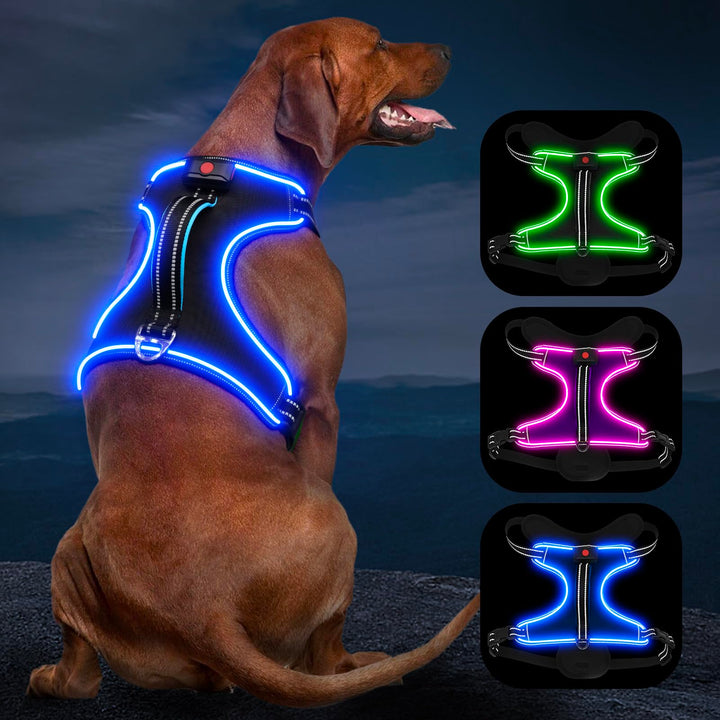 Hundegeschirr Leuchtend Wiederaufladbares Leuchtgeschirr für Hunde Led Beleuchtetes Hundegeschirr fü