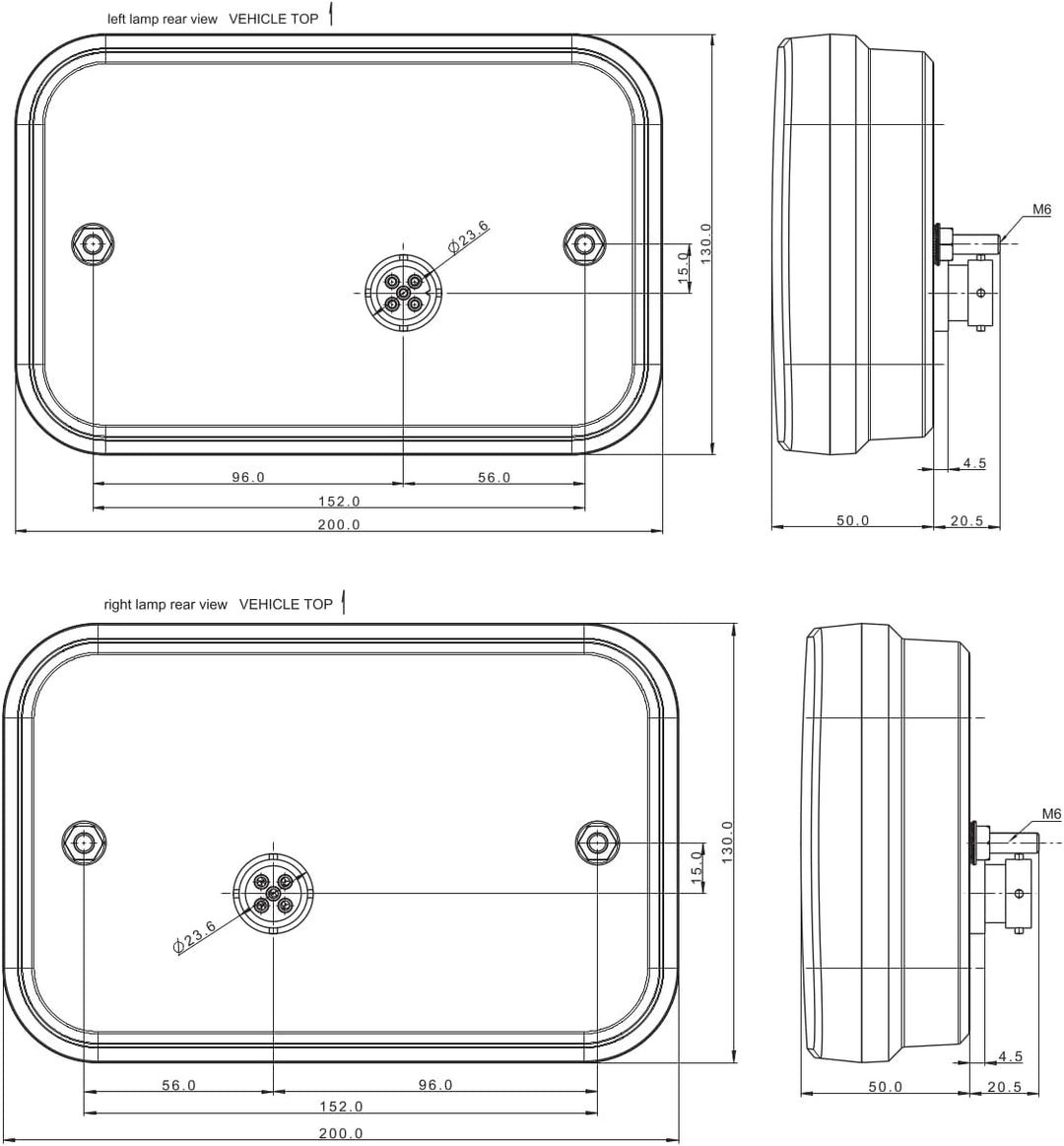 Anhängerbeleuchtung SET LED Rückleuchten 12V LED Umrissleuchten 7 polig Kabel 5,3 m
