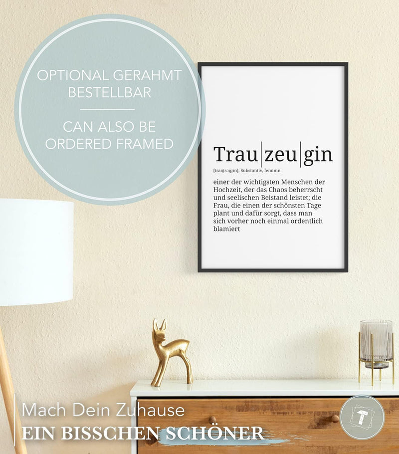 Papierschmiede® Definition: Trauzeugin, DIN A1 (59x84 cm), XXL Poster für Wohnzimmer, Schlafzimmer,