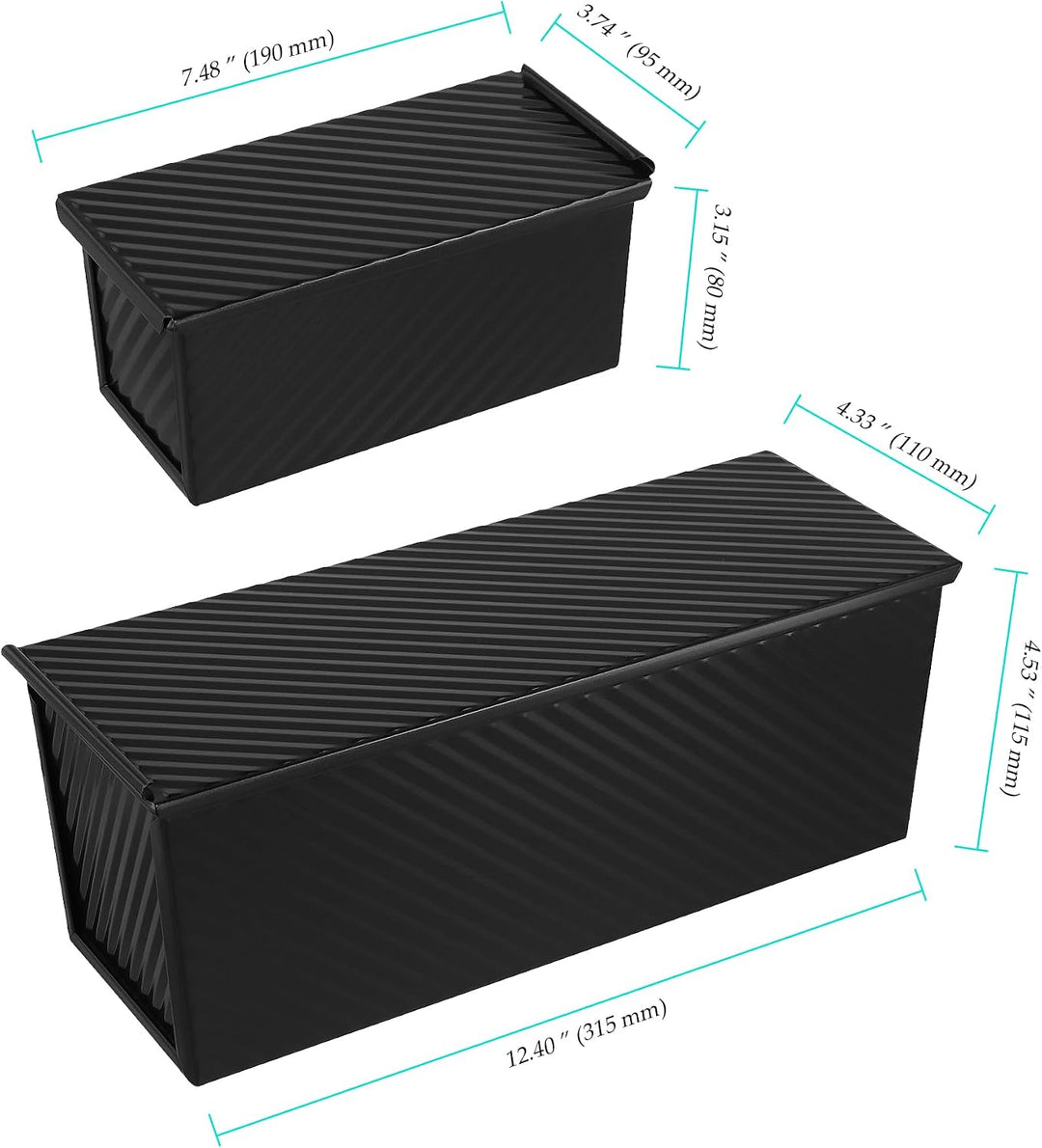 Toastbrot Backform mit Deckel 1000g & 230g, mit Silikonspatel | CHIHEUNG 2 Stück Toast Brotbackform,