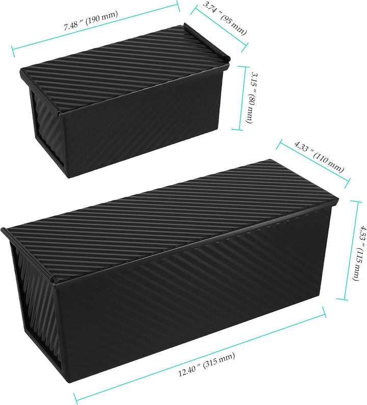 Toastbrot Backform mit Deckel 1000g & 230g, mit Silikonspatel | CHIHEUNG 2 Stück Toast Brotbackform,