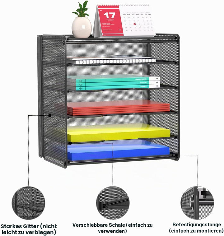 Samstar Briefablage aus Metall, Dokumentenablage Organizer Papierablage Schreibtischablage für A4 Do