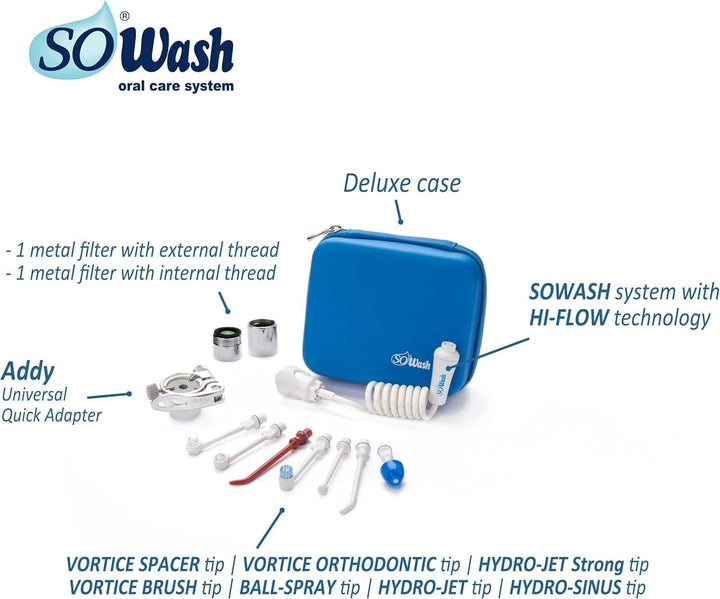 SOWASH - Verpackung "DELUXE" - complete set am Wasserhahn anschliessbare Puls-Munddusche für die Mun