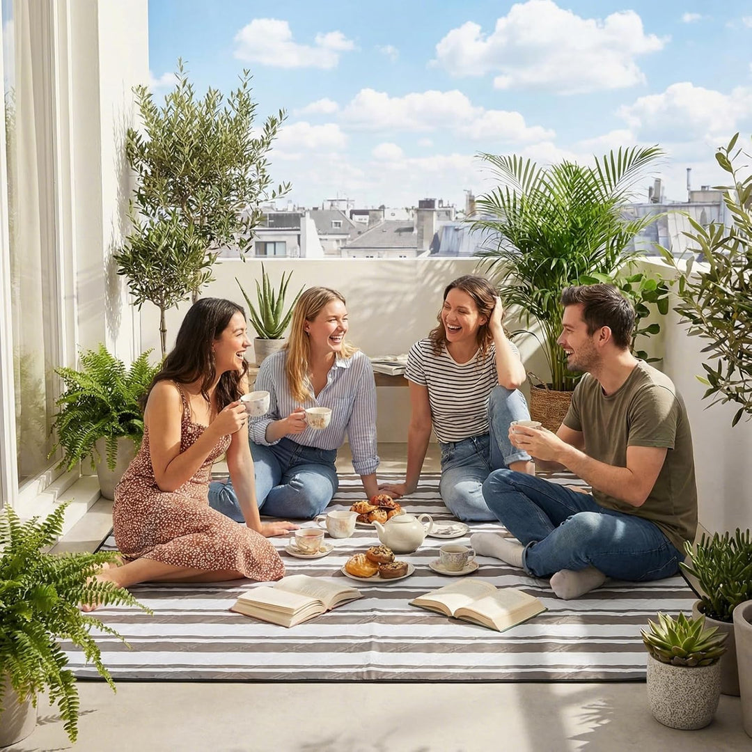 Sekey Picknickdecke Wasserdicht 200x200 cm, Stranddecke Sandfrei | Gepolstert, Dreischichtige Strukt